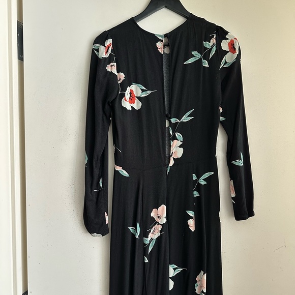 Reformation Black Long Sleeve Floral Midi Dress - Picture 3 of 8